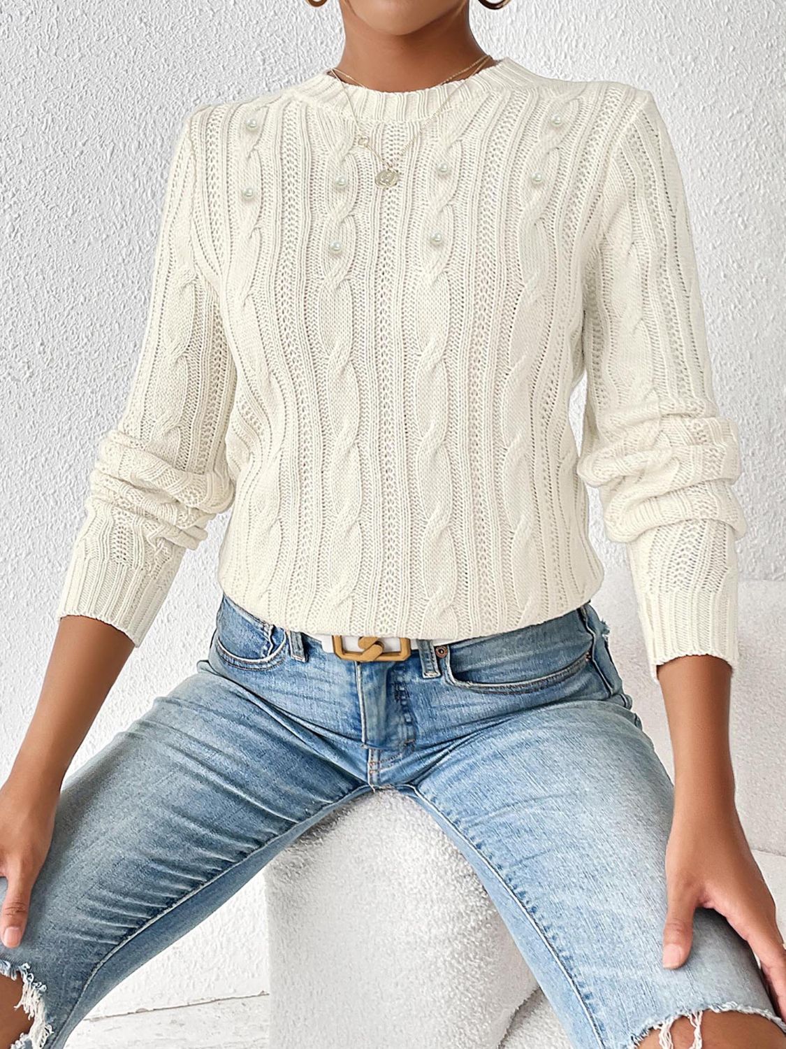 Women's Stylish Jumper with Voluminous Braids | Ideal for Winter