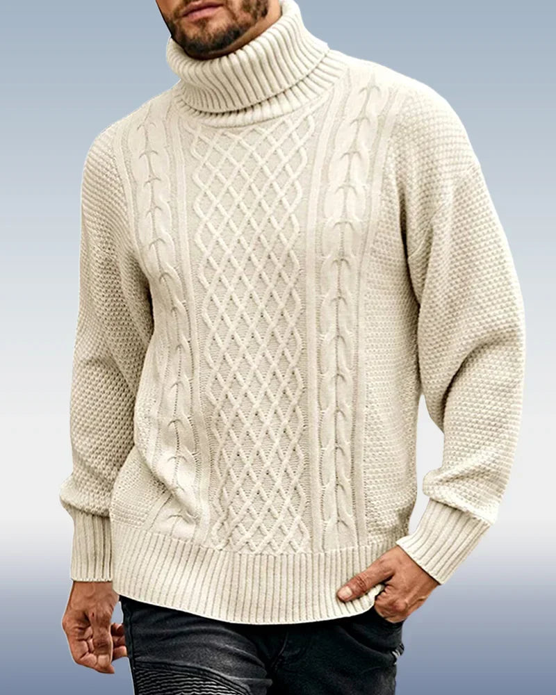 Men's Warm Turtleneck Cable Knit Jumper | Ideal for Winter