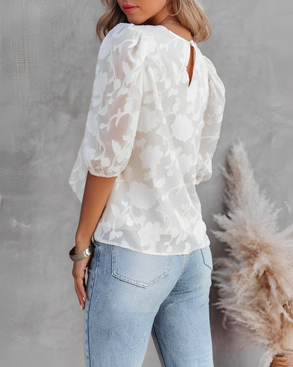 Women's Elegant Chiffon Blouse with Puff Sleeves