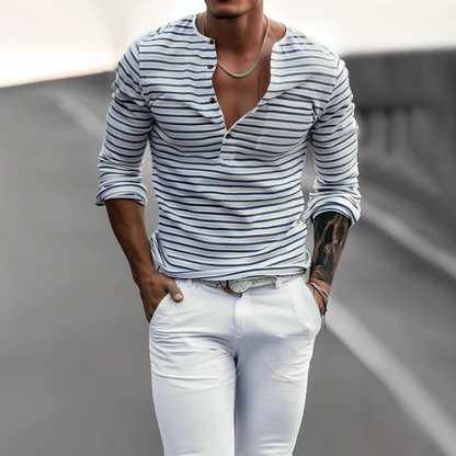 Caleb - Blue Striped Shirt - Casual - Casual Couture- Everyday Wear