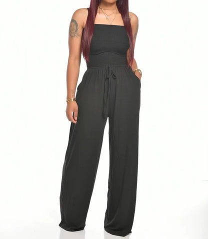 Women's Smock Strapless Jumpsuit with Drawstring | Ideal for summer