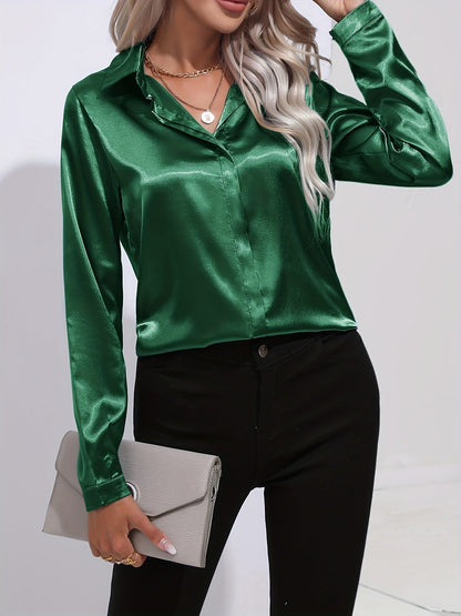 Women's Elegant Satin Blouse with Timeless Silhouette