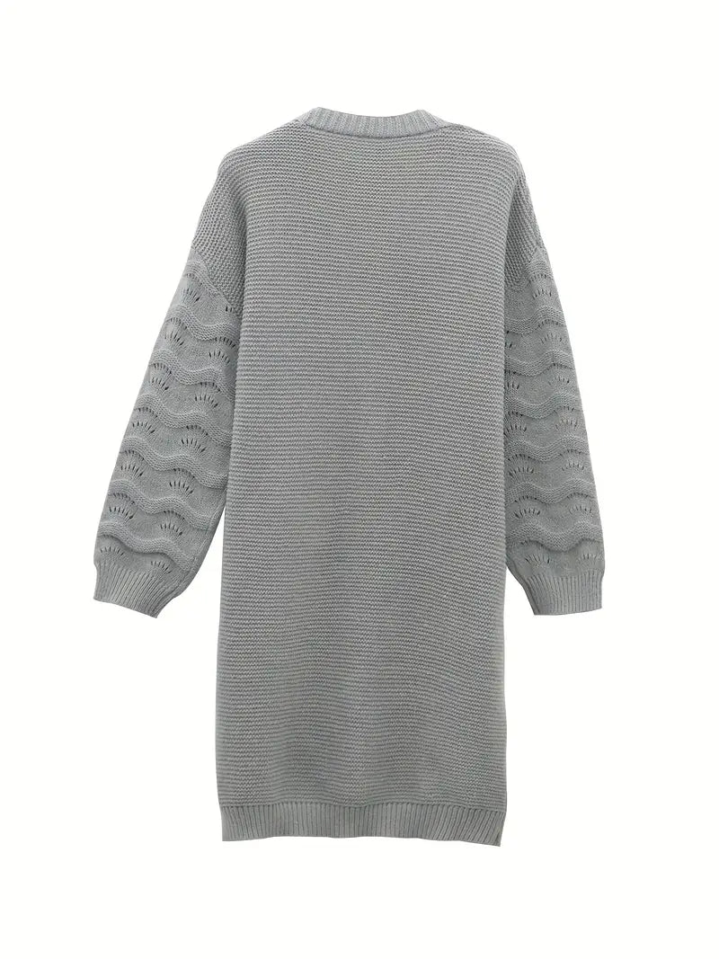 Women's Chic Mid-Length Patterned Knit Cardigan | Ideal for Winter