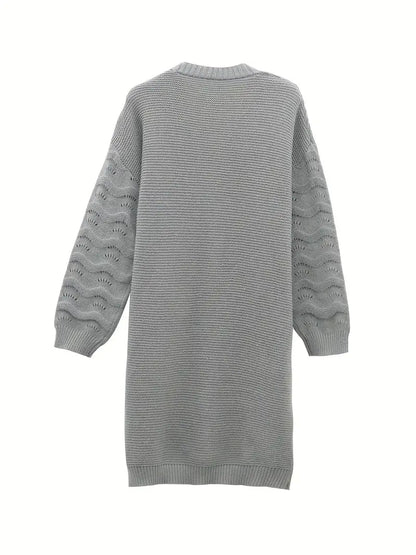 Women's Chic Mid-Length Patterned Knit Cardigan | Ideal for Winter
