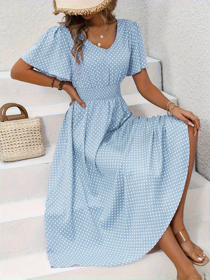 Variant image for Women's Casual Comfortable Dress with Short Sleeves for Summer Outings-9
