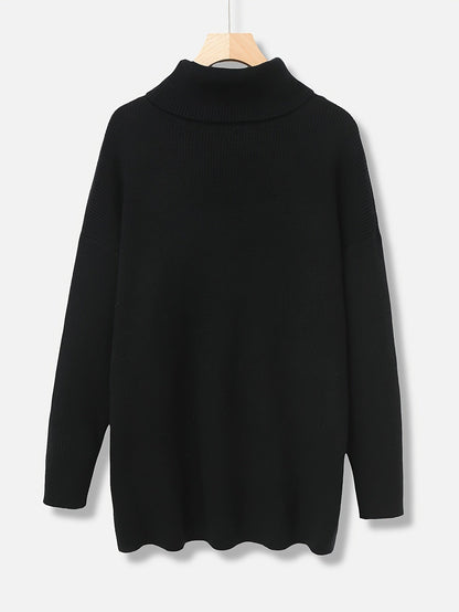 Women's Luxurious Oversized Solid Colour Turtleneck Jumper | Ideal for Winter