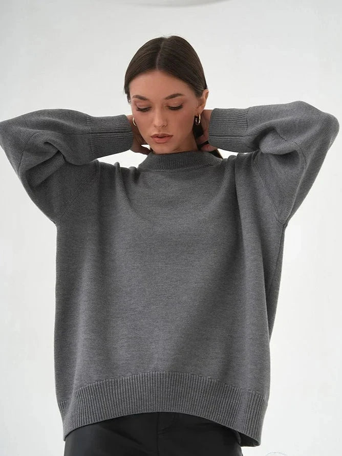 Women's Oversized Crew Neck Knitted Jumper | Ideal for Winter