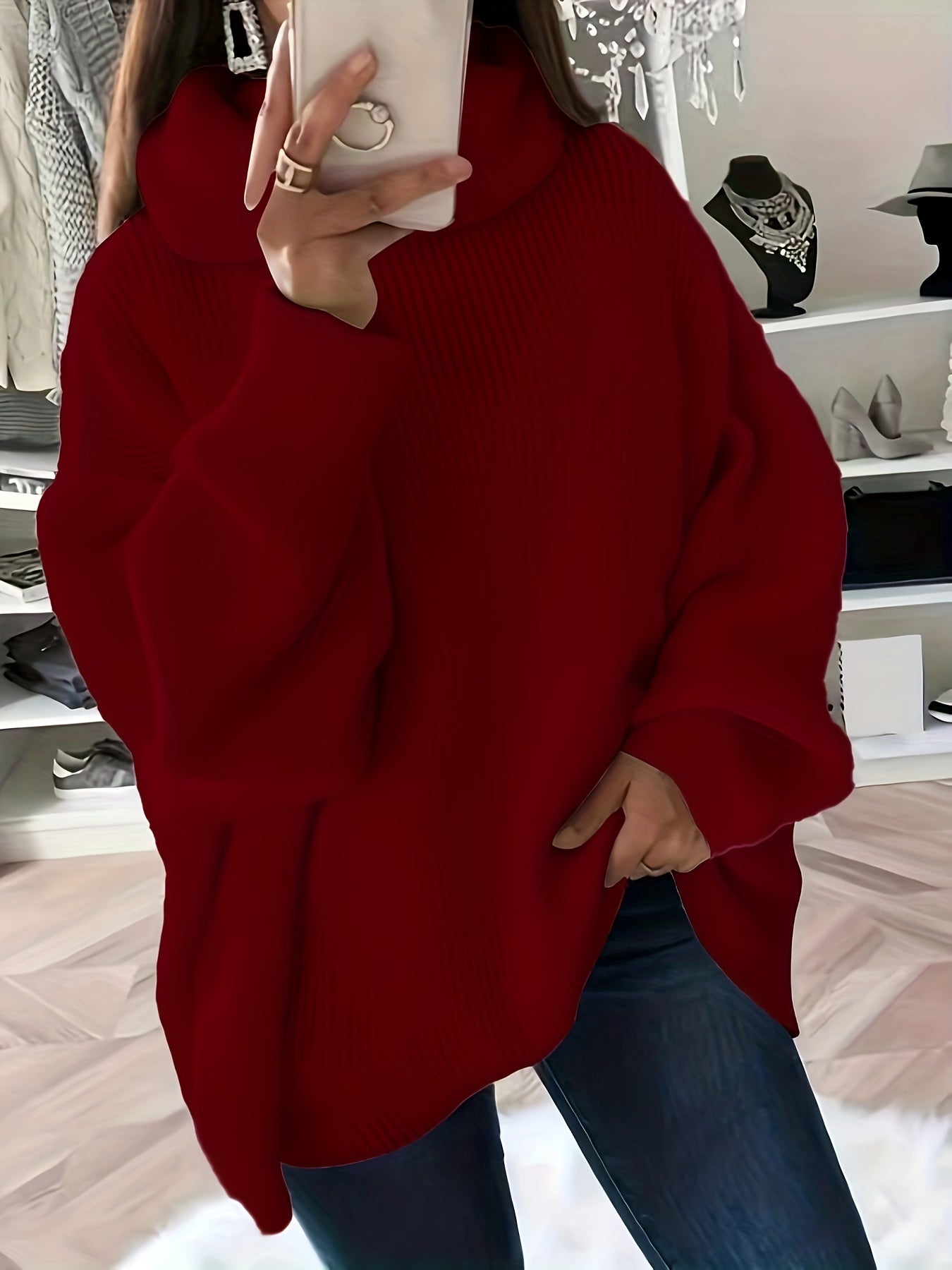 Women's Luxurious Oversized Solid Colour Turtleneck Jumper | Ideal for Winter