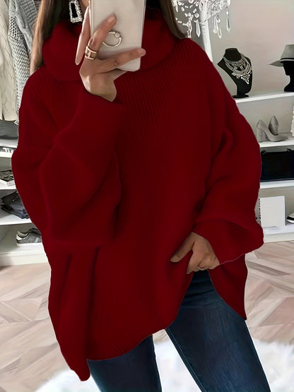 Women's Luxurious Oversized Solid Colour Turtleneck Jumper | Ideal for Winter