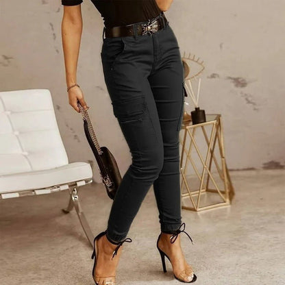 Women's Casual Low Waist Cargo Jeans with Pockets | Perfect for Casual Days