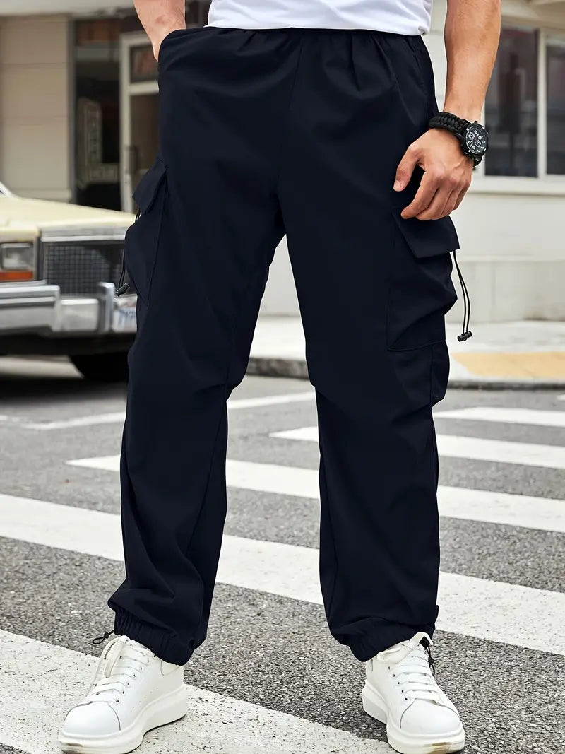 Men's Relaxed Casual Black Loose Fit Cargo Pants | Perfect for Casual Days