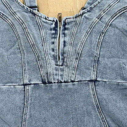 Women's Casual Denim Dress with Adjustable Straps