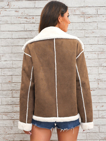 Women's Casual Warm Plush Jacket with Faux Fur Collar | Ideal for Autumn/Winter