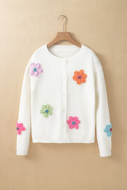 Women's Stylish Floral Embroidery Knitted Cardigan with Buttons | Ideal for Winter