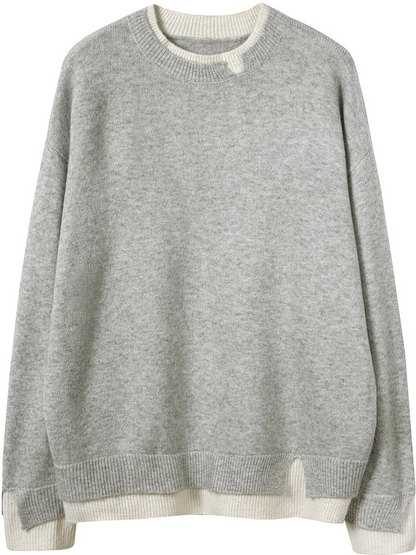 Trendy Oversized Cutout Jumper in Grey and White for Women | Ideal for Winter