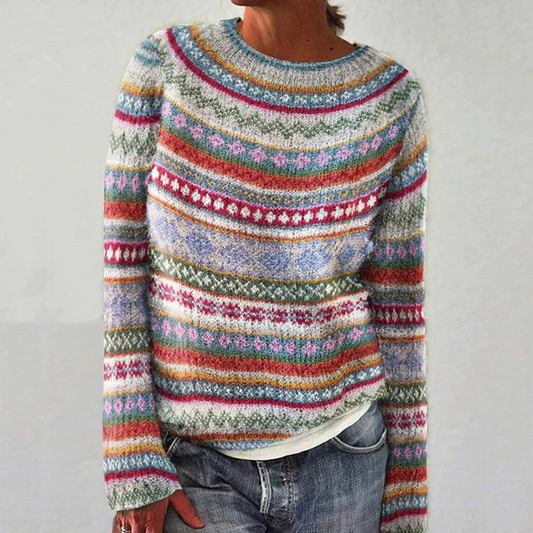 Chic Multicolored Jumper with Long Sleeves for Women | Ideal for Winter