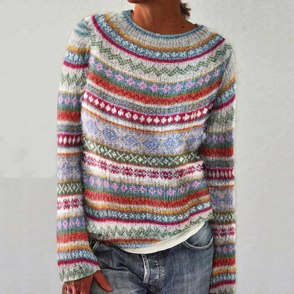 Chic Multicolored Jumper with Long Sleeves for Women | Ideal for Winter