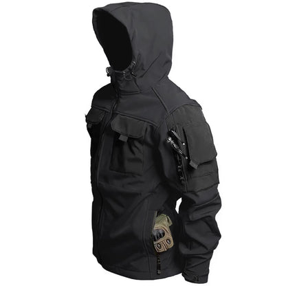 Men's Outdoor Hooded Tactical Jacket with Multiple Pockets