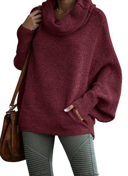 Women's Comfortable Oversized Solid Colour Cashmere Turtleneck Jumper | Ideal for Winter