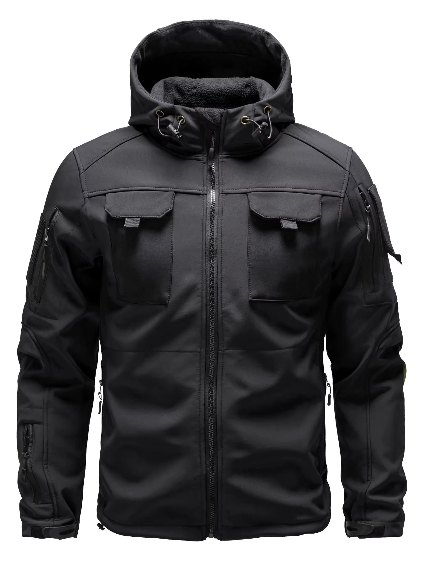 Men's Outdoor Hooded Tactical Jacket with Multiple Pockets
