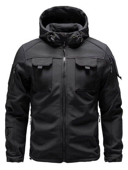 Men's Outdoor Hooded Tactical Jacket with Multiple Pockets