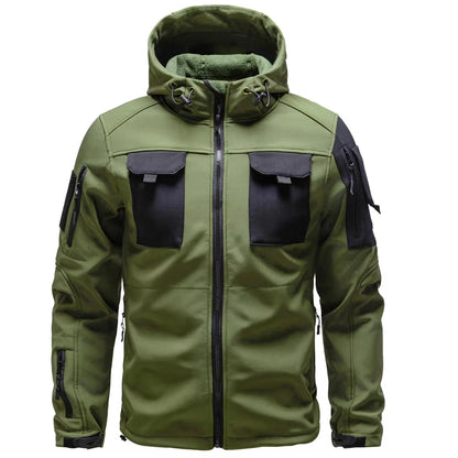 Men's Outdoor Hooded Tactical Jacket with Multiple Pockets