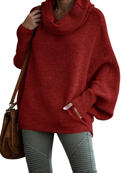 Women's Comfortable Oversized Solid Colour Cashmere Turtleneck Jumper | Ideal for Winter