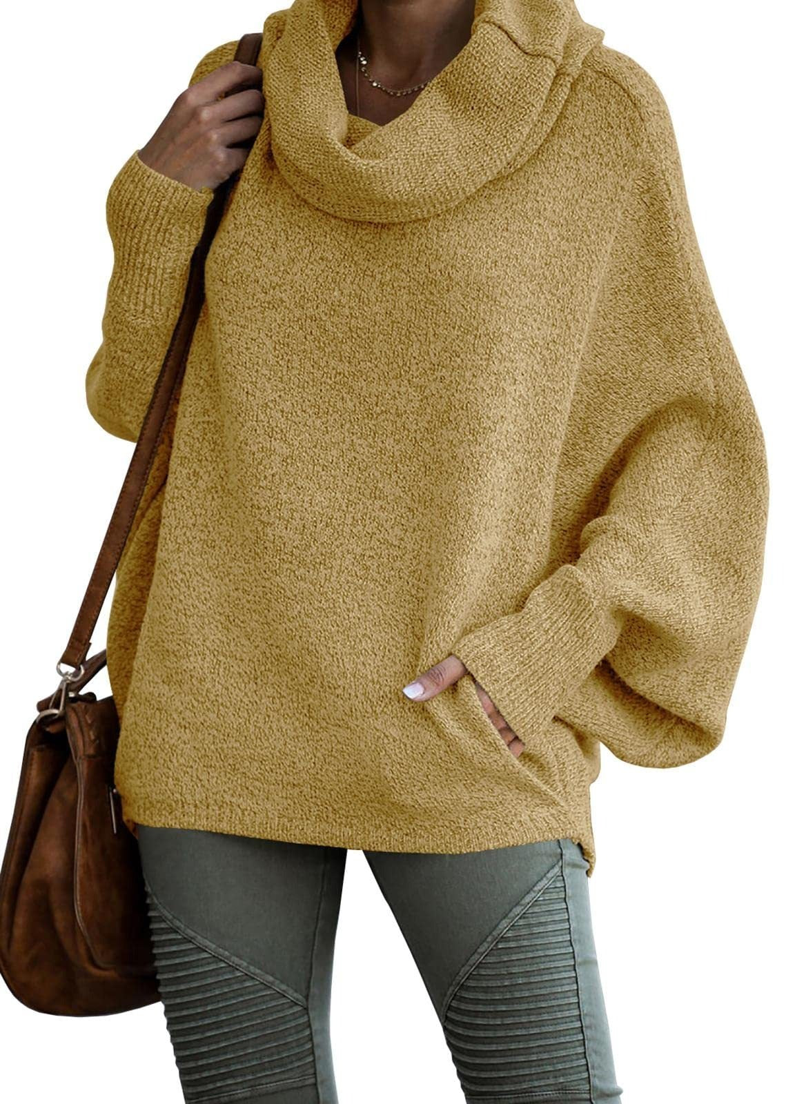 Women's Comfortable Oversized Solid Colour Cashmere Turtleneck Jumper | Ideal for Winter