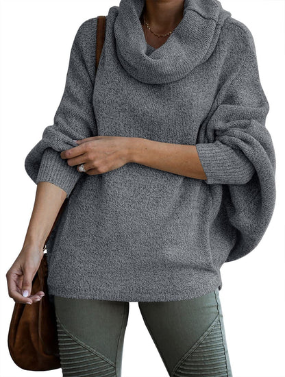 Women's Comfortable Oversized Solid Colour Cashmere Turtleneck Jumper | Ideal for Winter