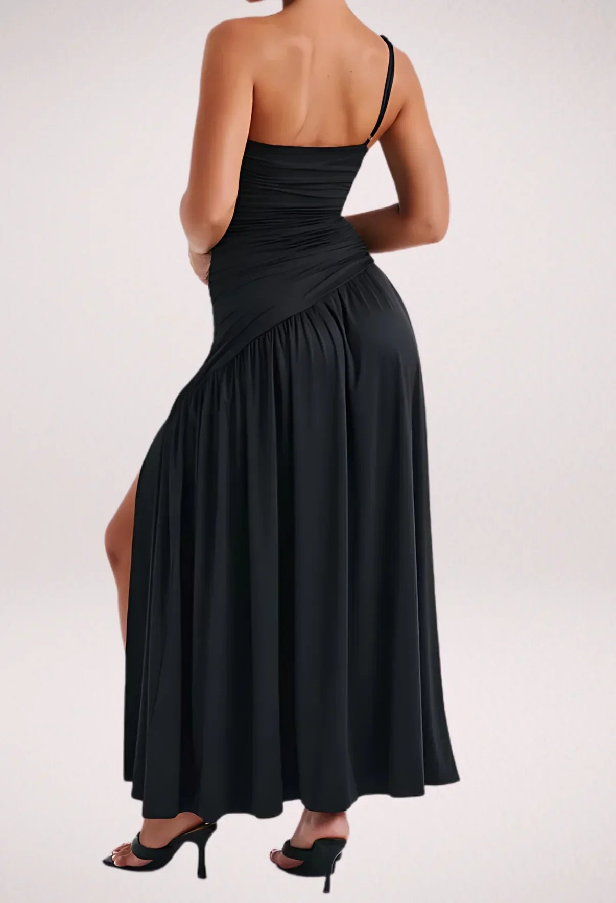 Women's Elegant Fabric Maxi Dress with One Shoulder Design for Formal and Summer Occasions