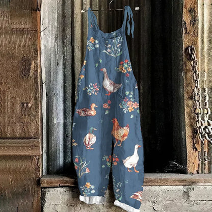 Women's Casual Sleeveless Jumpsuit with  Animal and Floral Print | Ideal for Summer