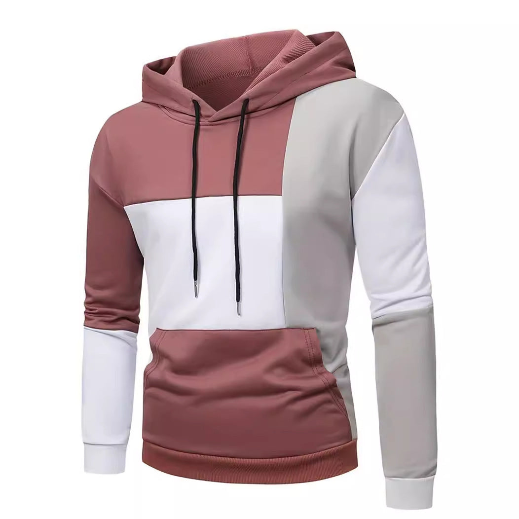 Men's Hooded Color Block Jumper with Kangaroo Pocket | Ideal for Winter