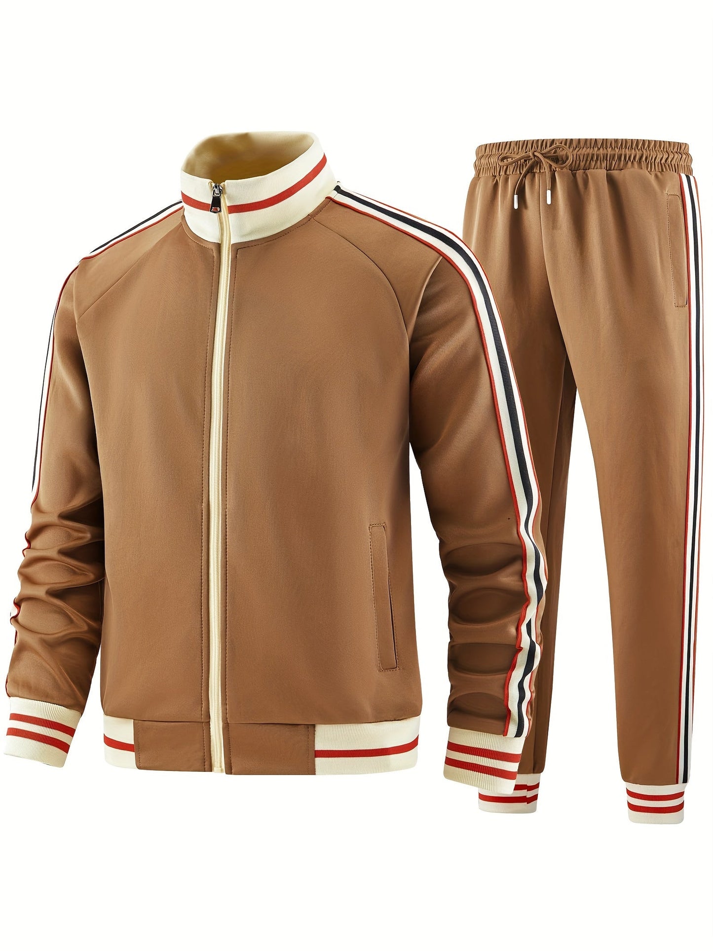 Men's Casual Stylish Full Zip Jacket & Joggers Tracksuit Set | Perfect for All Seasons