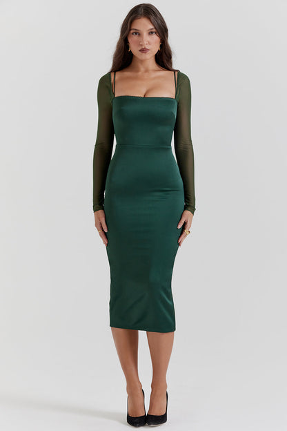 Women's Elegant Lightweight Midi Dress with Backless Design