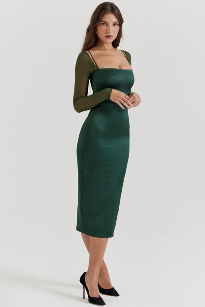 Women's Elegant Lightweight Midi Dress with Backless Design