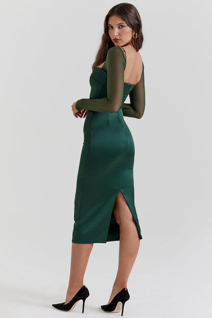 Women's Elegant Lightweight Midi Dress with Backless Design