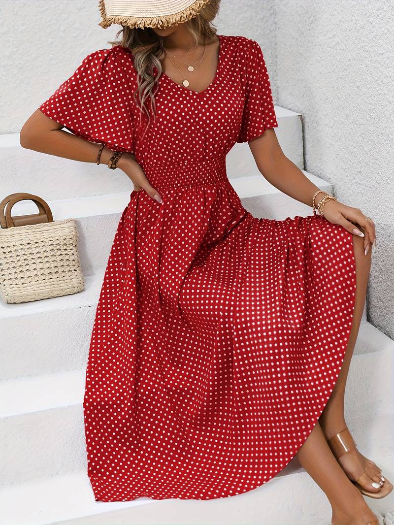 Variant image for Women's Casual Comfortable Dress with Short Sleeves for Summer Outings-33