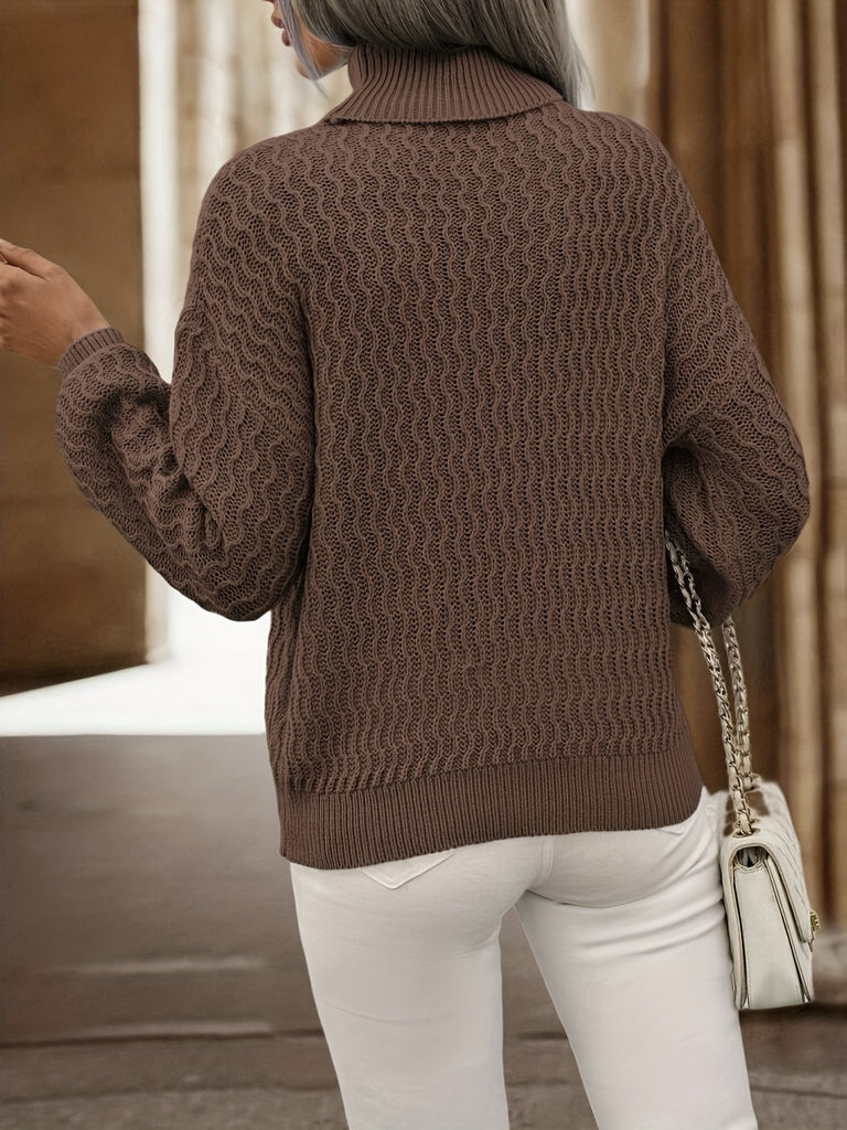 Women's Elegant Cable Knit Turtleneck Jumper | Ideal for Winter