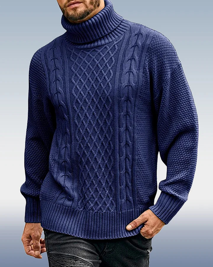 Men's Warm Turtleneck Cable Knit Jumper | Ideal for Winter