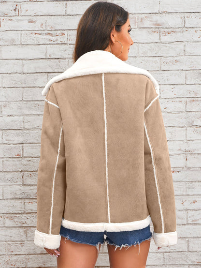 Women's Casual Warm Plush Jacket with Faux Fur Collar | Ideal for Autumn/Winter