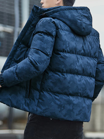 Casual Camo Hooded Winter Jacket for Men | Perfect for Outdoor Activities