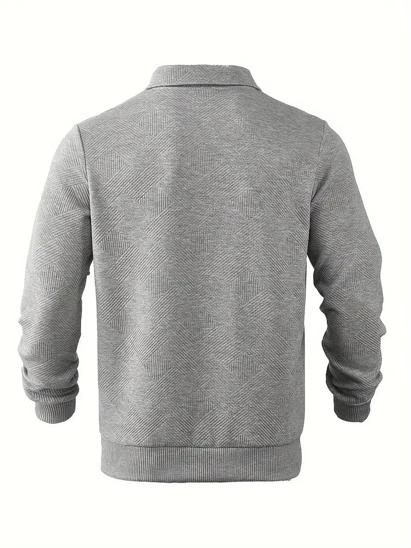 Men's Quarter Zip Jumper with Collar and Geometric Pattern | Ideal for Winter