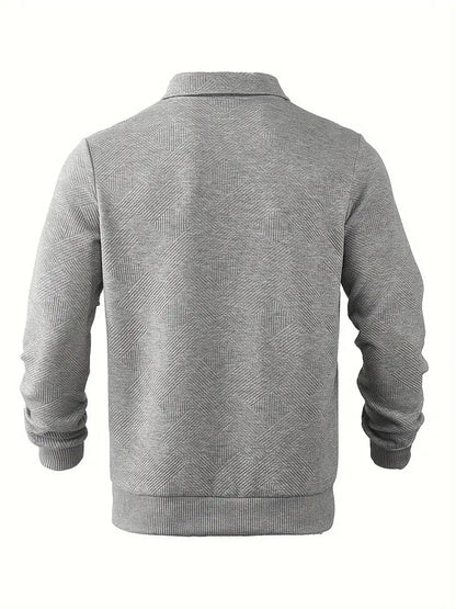Men's Quarter Zip Jumper with Collar and Geometric Pattern | Ideal for Winter