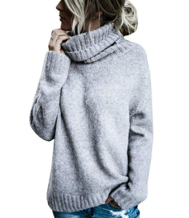 Women's Comfortable Oversized Grey Cashmere Turtleneck Jumper | Ideal for Winter