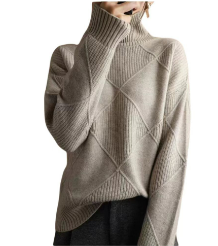 Women's Cozy Cable Knit Cashmere Turtleneck Jumper | Ideal for Winter