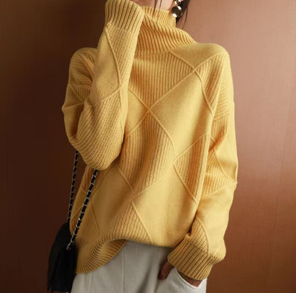 Women's Cozy Cable Knit Cashmere Turtleneck Jumper | Ideal for Winter