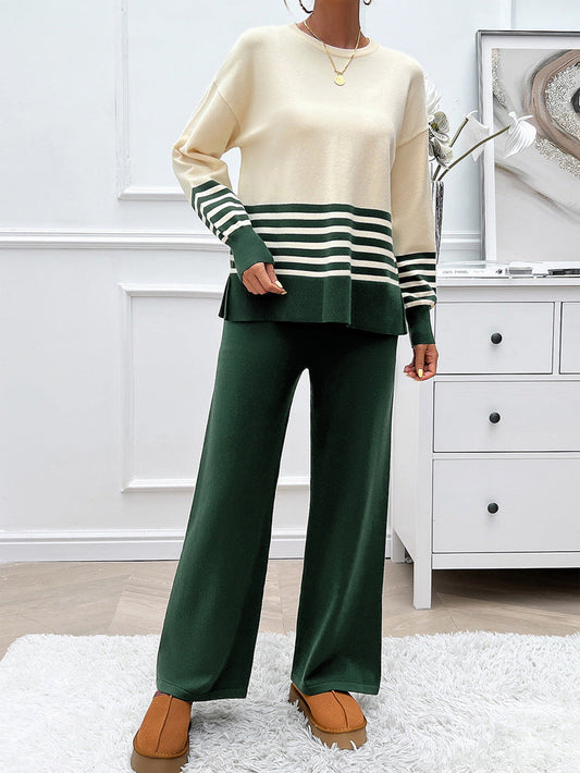 Women's Loose Fit Striped Blouse and Pants Co ords Set | Ideal for Spring/Summer