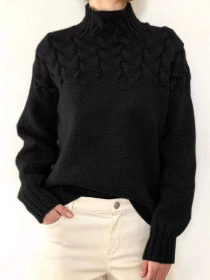 Women's Solid Colour Knitted Cashmere Turtleneck Jumper | Ideal for Winter