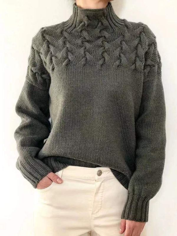 Women's Solid Colour Knitted Cashmere Turtleneck Jumper | Ideal for Winter