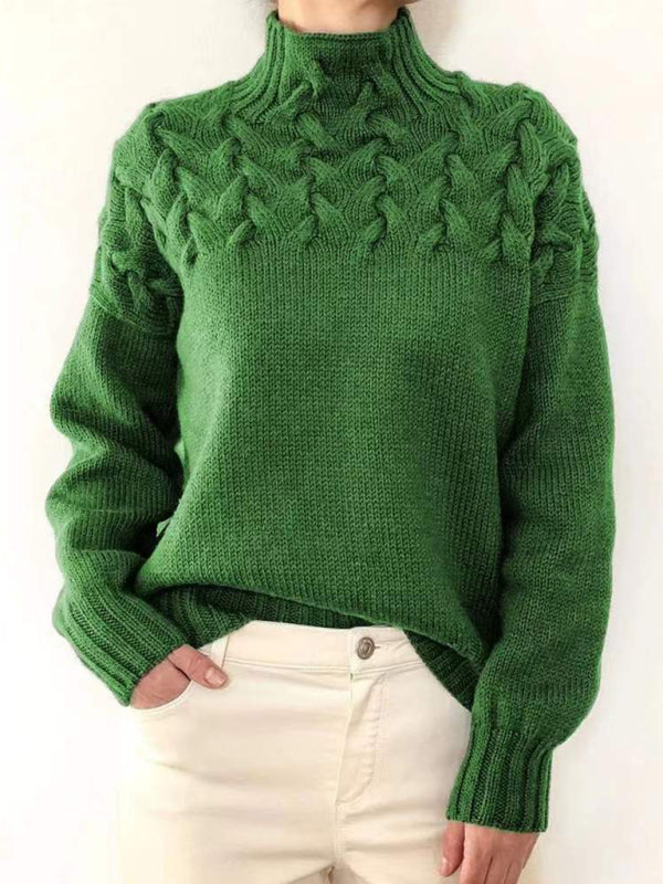 Women's Solid Colour Knitted Cashmere Turtleneck Jumper | Ideal for Winter